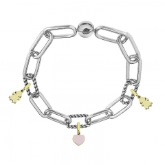 Stainless Steel Women Me Link Bracelet with Small Charms  MY089