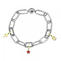Stainless Steel Women Me Link Bracelet with Small Charms  MY077