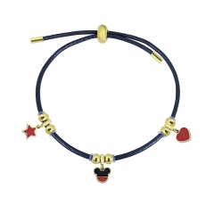 Adjustable Leather Bracelet with Small Charms  PS238