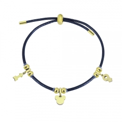 Adjustable Leather Bracelet with Small Charms  PS229