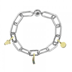 Stainless Steel Women Me Link Bracelet with Small Charms  MY067