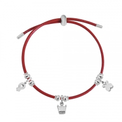 Adjustable Leather Bracelet with Small Charms  PS145