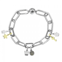Stainless Steel Women Me Link Bracelet with Small Charms  MY121