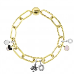 Stainless Steel Women Me Link Bracelet with Small Charms  MYG126