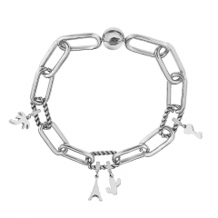 Stainless Steel Women Me Link Bracelet with Small Charms  MY156
