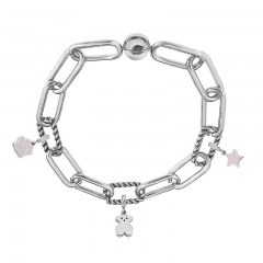Stainless Steel Women Me Link Bracelet with Small Charms  MY041