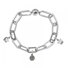 Stainless Steel Women Me Link Bracelet with Small Charms  MY005
