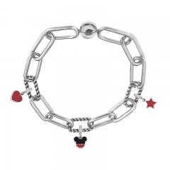 Stainless Steel Women Me Link Bracelet with Small Charms  MY032