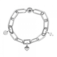 Stainless Steel Women Me Link Bracelet with Small Charms  MY057