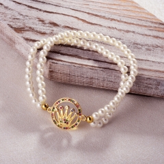 Pearl copper charm diamond bracelet  TTTB-0297B