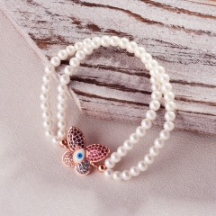Pearl copper charm diamond bracelet  TTTB-0292C