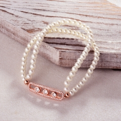 Pearl copper charm diamond bracelet  TTTB-0323C