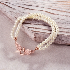 Pearl copper charm diamond bracelet  TTTB-0322C