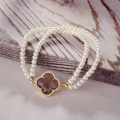 Pearl copper charm diamond bracelet  TTTB-0351