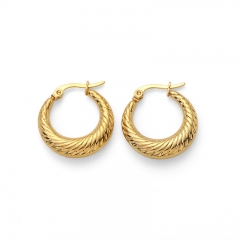 Hollow Gold Hoop Earrings Tarnish Free Gold Plated Stainless Steel Jewelry ES-2543G