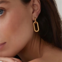 Hollow Gold Hoop Earrings Tarnish Free Gold Plated Stainless Steel Jewelry ES-2453