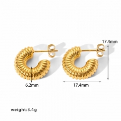Hollow Gold Hoop Earrings Tarnish Free Gold Plated Stainless Steel Jewelry ES-2548G