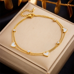 Stainless Steel 18K Gold Plated Anklets With Charms For Women  AN008