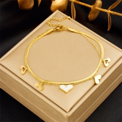 Stainless Steel 18K Gold Plated Anklets With Charms For Women  AN037