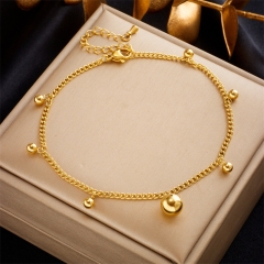 Stainless Steel 18K Gold Plated Anklets With Charms For Women  AN004