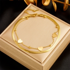 Stainless Steel 18K Gold Plated Anklets With Charms For Women  AN033