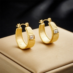 Stainless Steel Women Charm 18 K Gold Earrings ES-2763