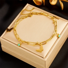 Stainless Steel 18K Gold Plated Anklets With Charms For Women  AN030