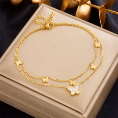Stainless Steel 18K Gold Plated Anklets With Charms For Women  AN019