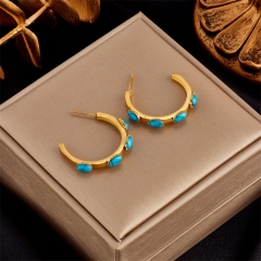 Stainless Steel Women Charm 18 K Gold Earrings ES-2739