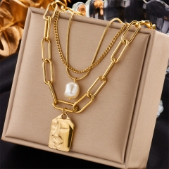 new stainless steel women gold plated necklace NS-1655