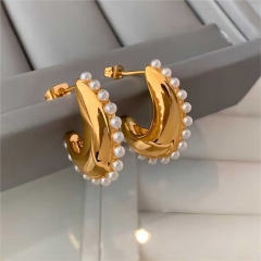 Women Jewelry Stainless Steel Gold drop Earrings ES-2850A