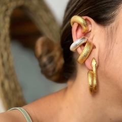 Women Jewelry Stainless Steel Gold Cuff Earrings ES-2851
