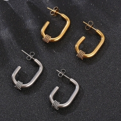 stainless steel gold plated women luxury statement earrings   ES-2961