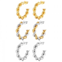 stainless steel gold plated women luxury statement earrings   ES-2929