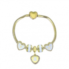 Stainless Steel Heart Snake Chain charms Bracelet  XK5137