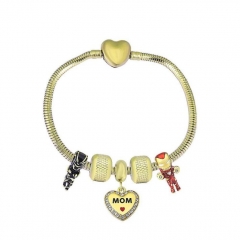 Stainless Steel Heart Snake Chain charms Bracelet  XK5159