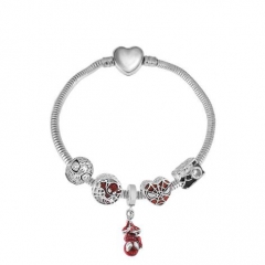 Stainless Steel Heart Snake Chain charms Bracelet  XK5405