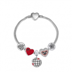 Stainless Steel Heart Snake Chain charms Bracelet  XK5090