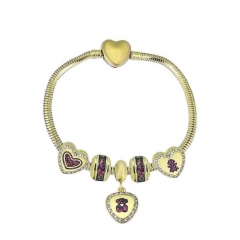 Stainless Steel Heart Snake Chain charms Bracelet  XK5136