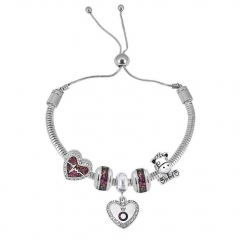 Stainless Steel Adjustable Snake Chain Bracelet with charms  CL5025