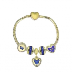 Stainless Steel Heart Snake Chain charms Bracelet  XK5144