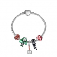 Stainless Steel Heart Snake Chain charms Bracelet  XK5128