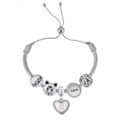 Stainless Steel Adjustable Snake Chain Bracelet with charms  CL5042