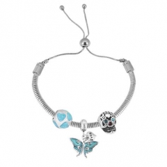 Stainless Steel Adjustable Snake Chain Bracelet with charms  CL3242