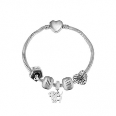 Stainless Steel Heart Snake Chain charms Bracelet  XK5421