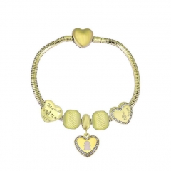 Stainless Steel Heart Snake Chain charms Bracelet  XK5170