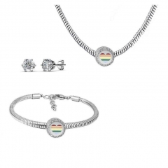 Stainless Steel Charm Necklace Bracelet Earring Jewelry Set PDS271