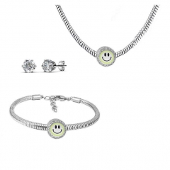 Stainless Steel Charm Necklace Bracelet Earring Jewelry Set PDS275