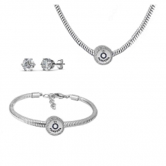 Stainless Steel Charm Necklace Bracelet Earring Jewelry Set PDS263