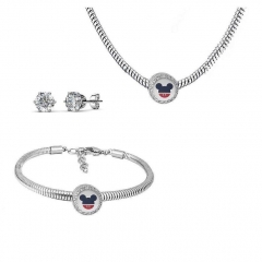 Stainless Steel Charm Necklace Bracelet Earring Jewelry Set PDS273
